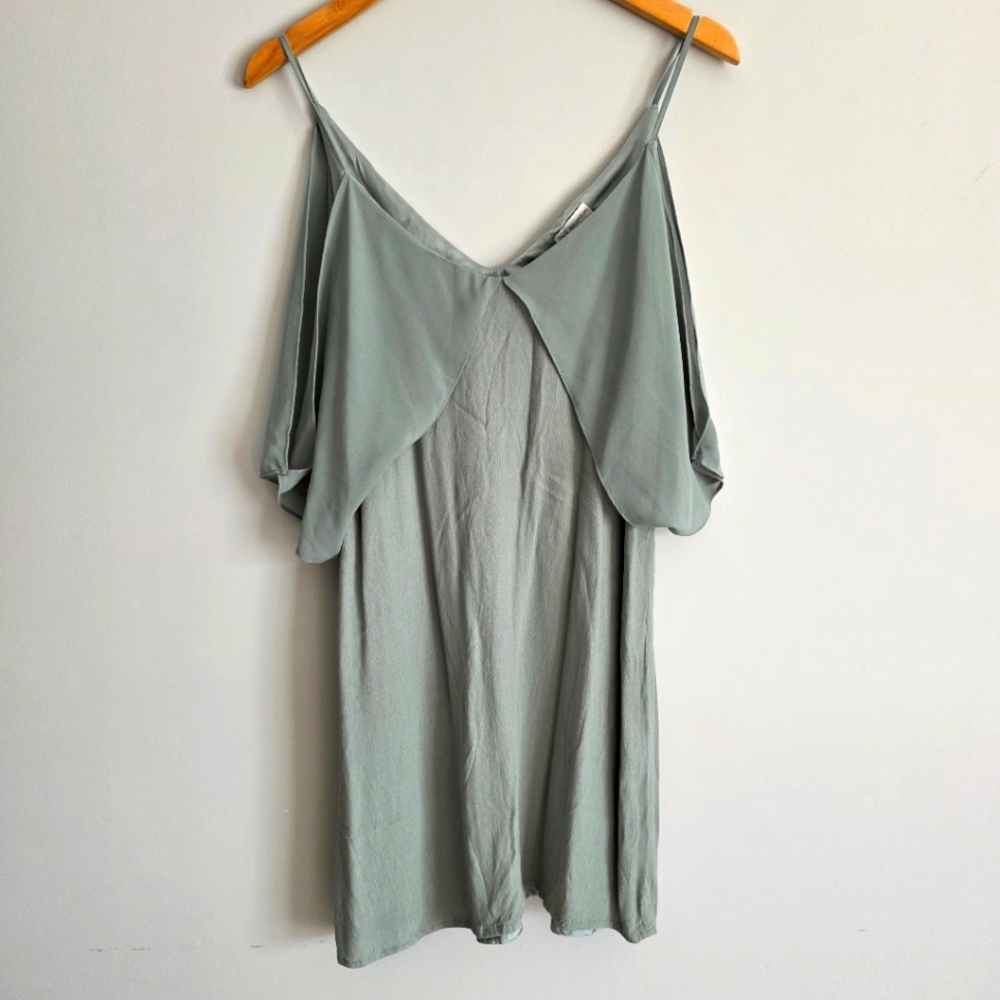 Gentle Fawn Carrera Mini Dress Cold Shoulder Shift Chiffon Green